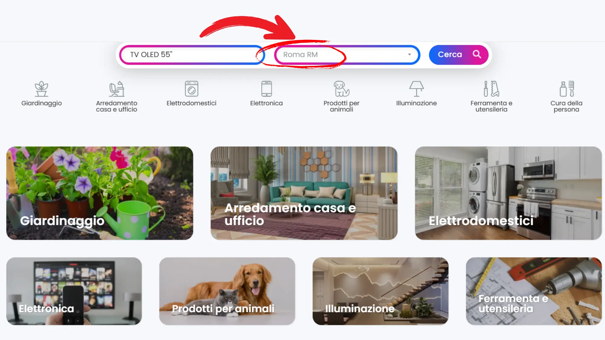 cercare prodotti su quitrova inserendo le località preferite
